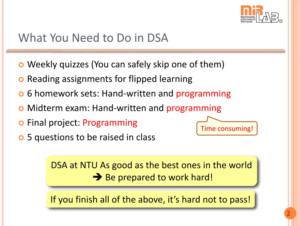 what you need to do in dsa