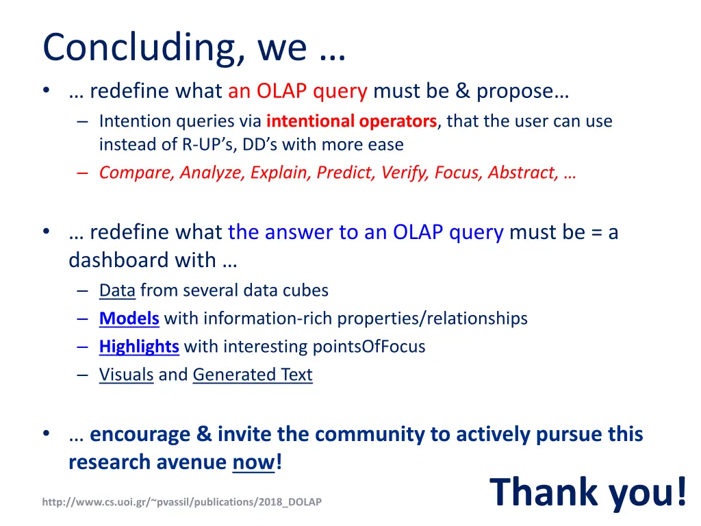 concluding we redefine what an olap query must