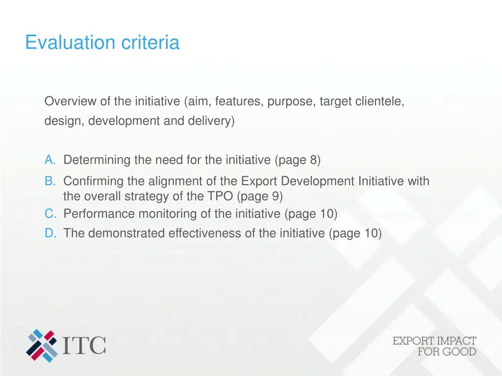 evaluation criteria