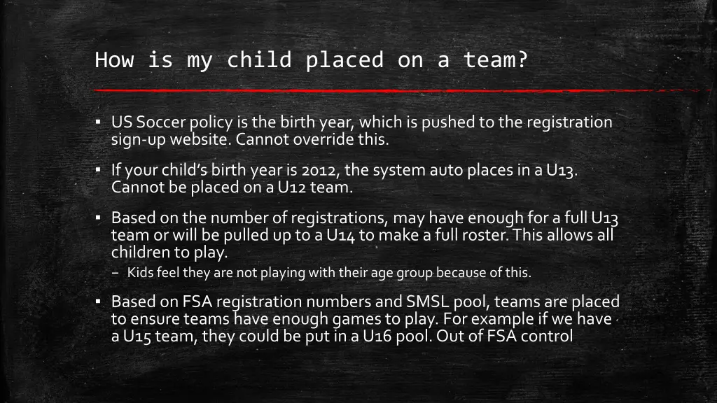 how is my child placed on a team