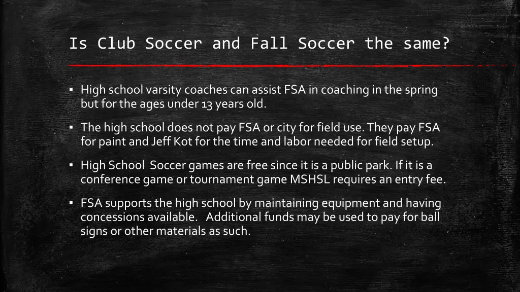 is club soccer and fall soccer the same 1
