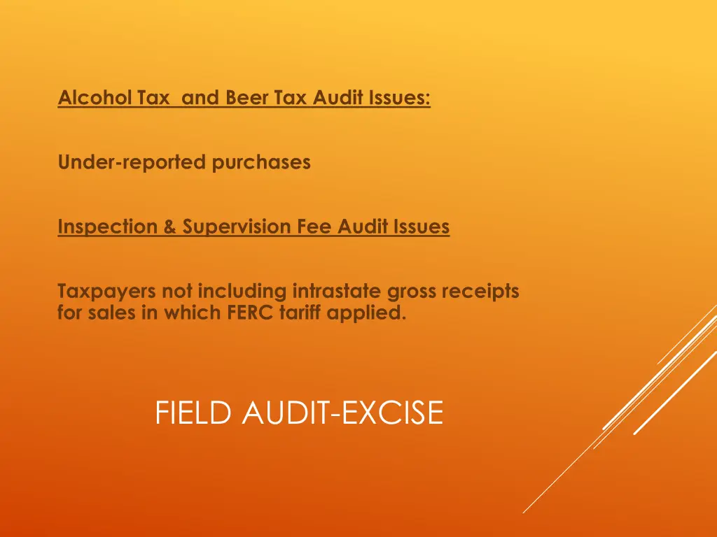alcohol tax and beer tax audit issues
