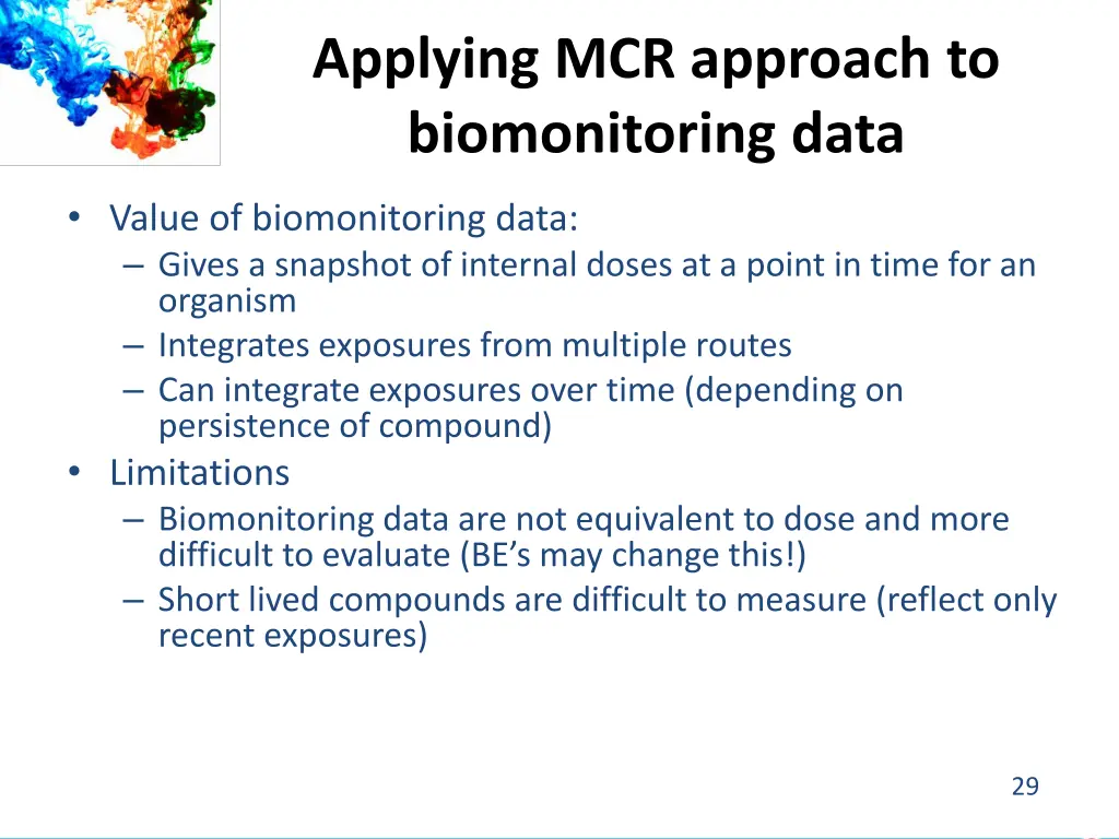 applying mcr approach to biomonitoring data