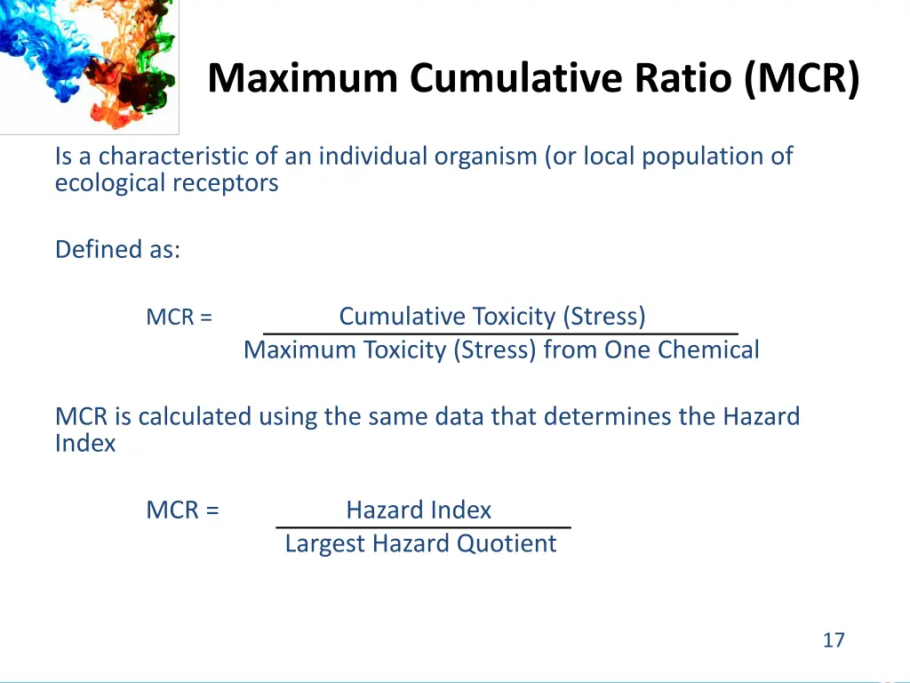 maximum cumulative ratio mcr