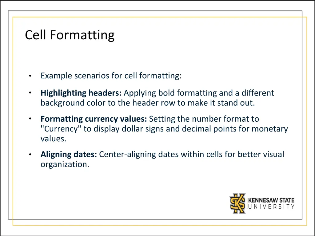 cell formatting 1