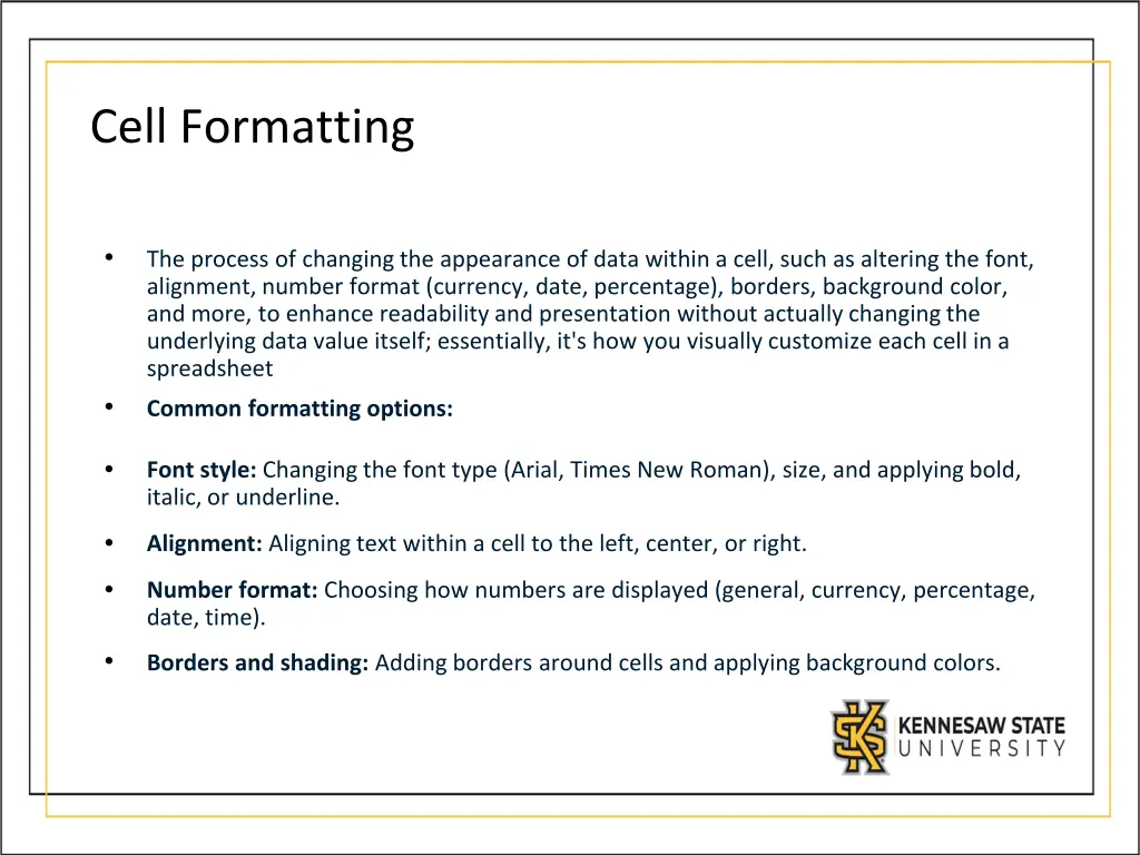 cell formatting