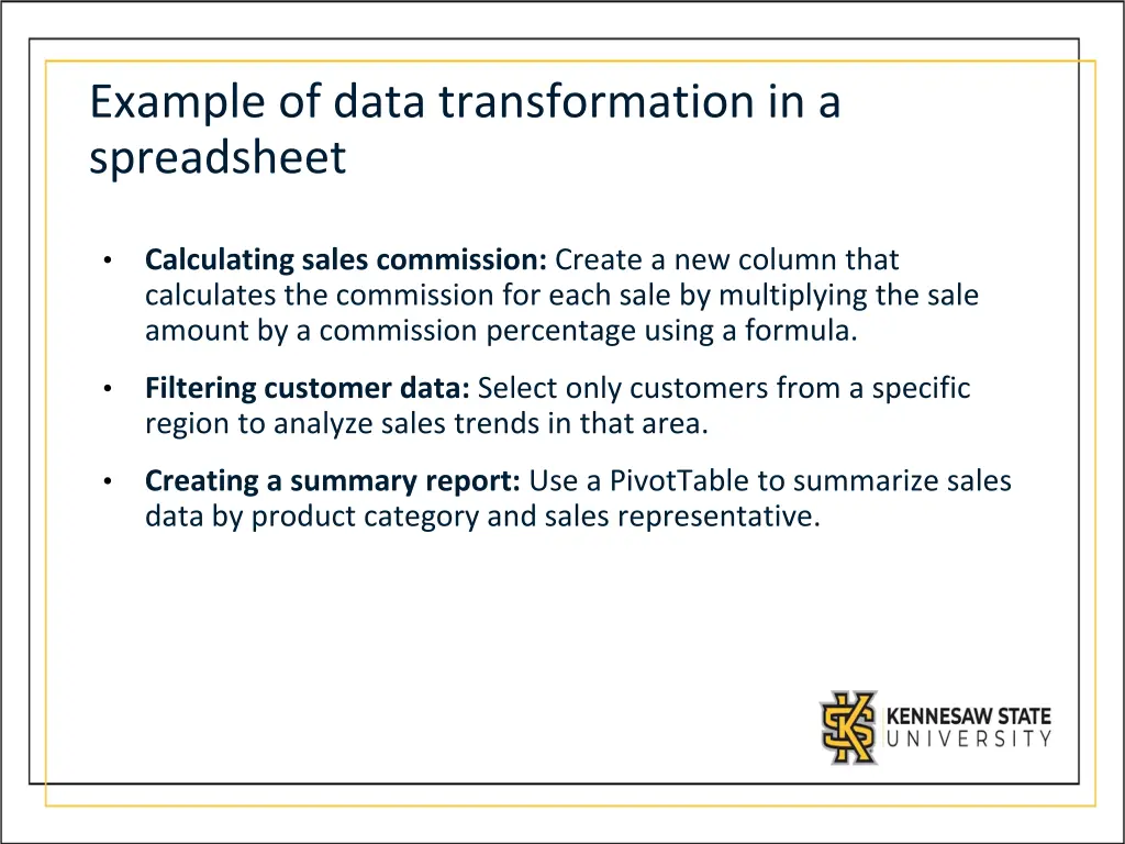 example of data transformation in a spreadsheet