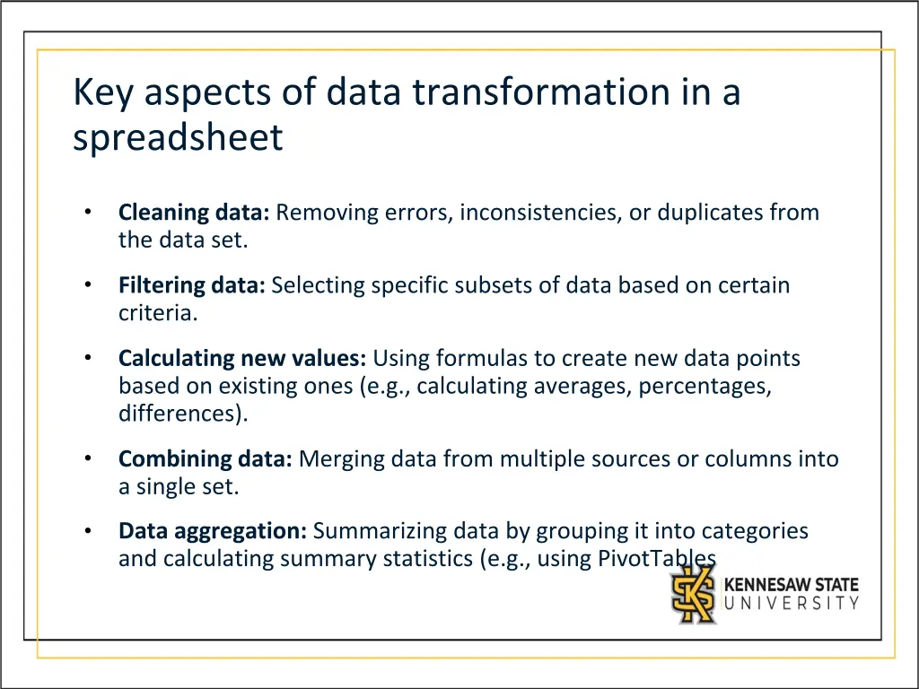 key aspects of data transformation
