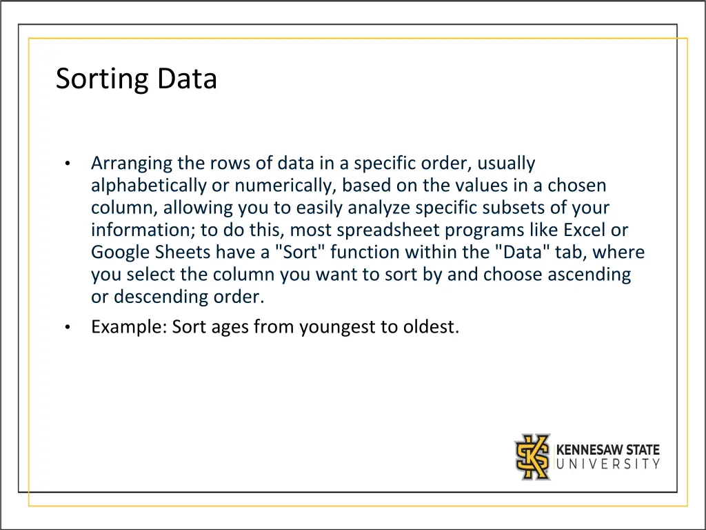 sorting data