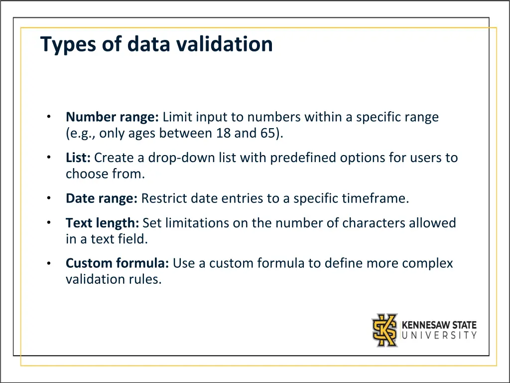 types of data validation