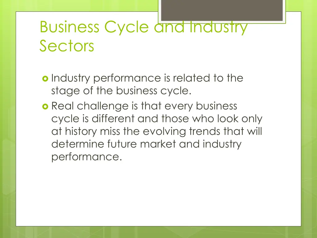 business cycle and industry sectors 1