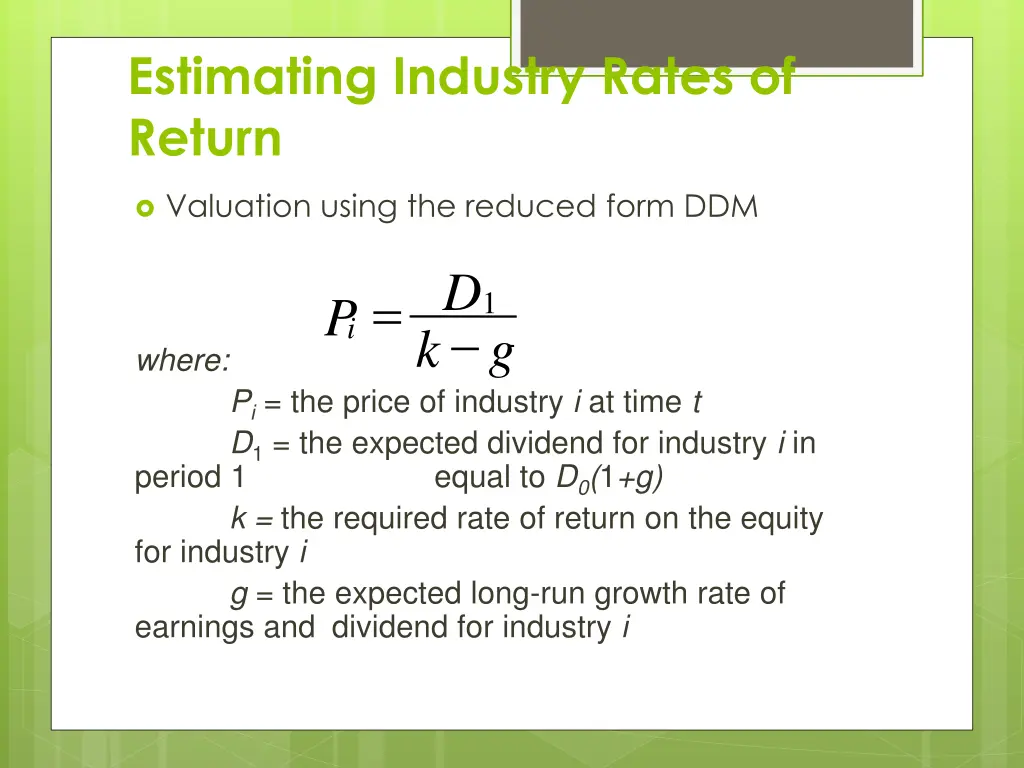 estimating industry rates of return 1