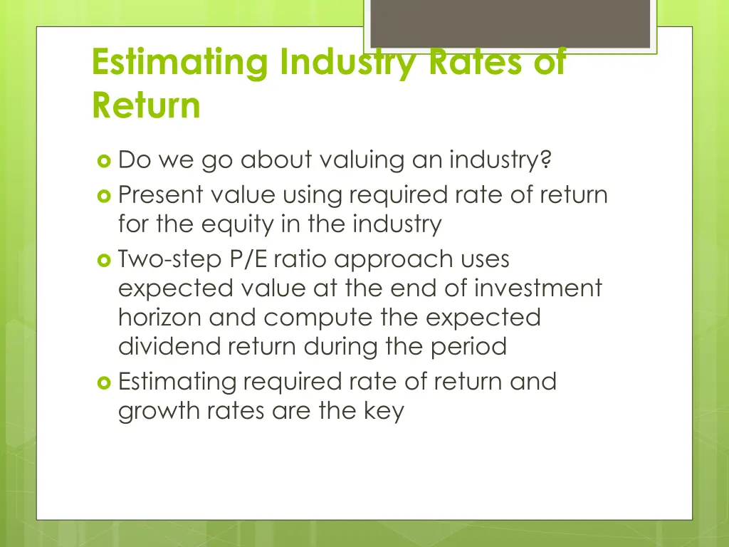 estimating industry rates of return