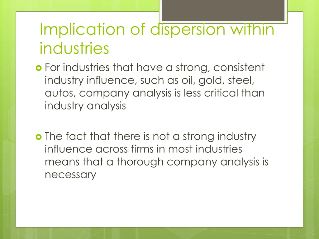 implication of dispersion within industries 1