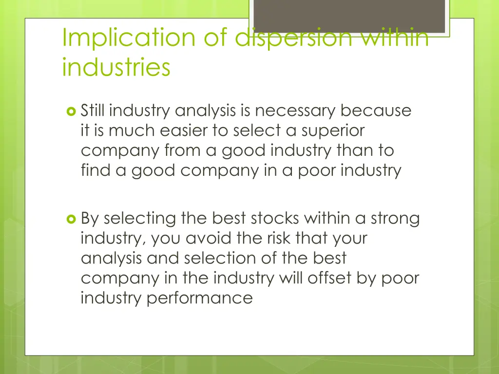 implication of dispersion within industries 2