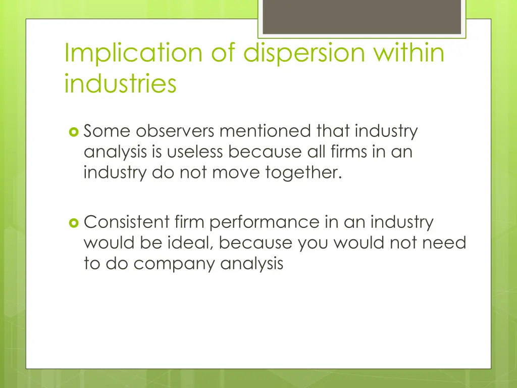 implication of dispersion within industries