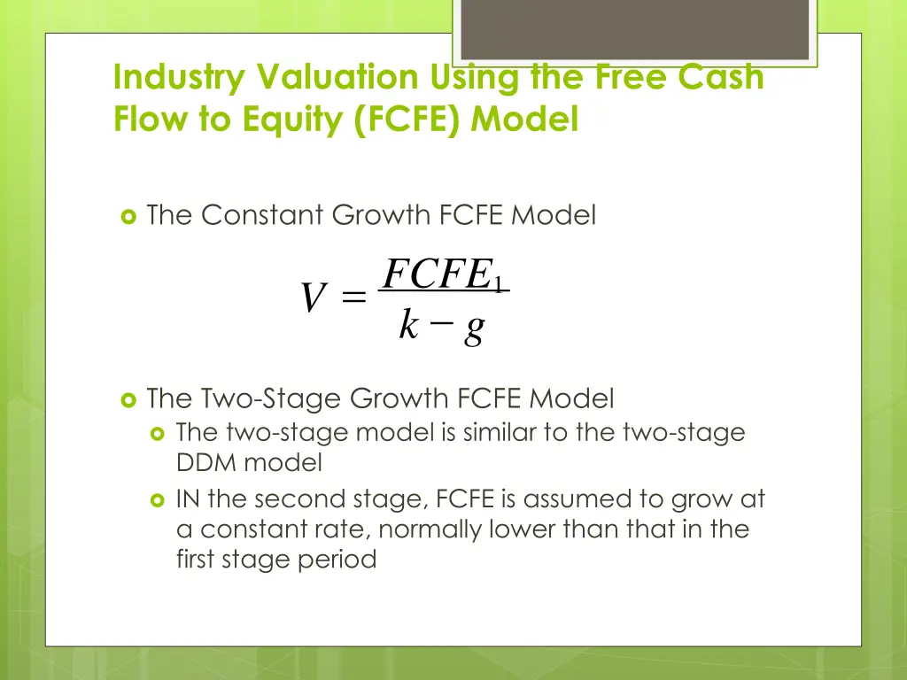 industry valuation using the free cash flow 1