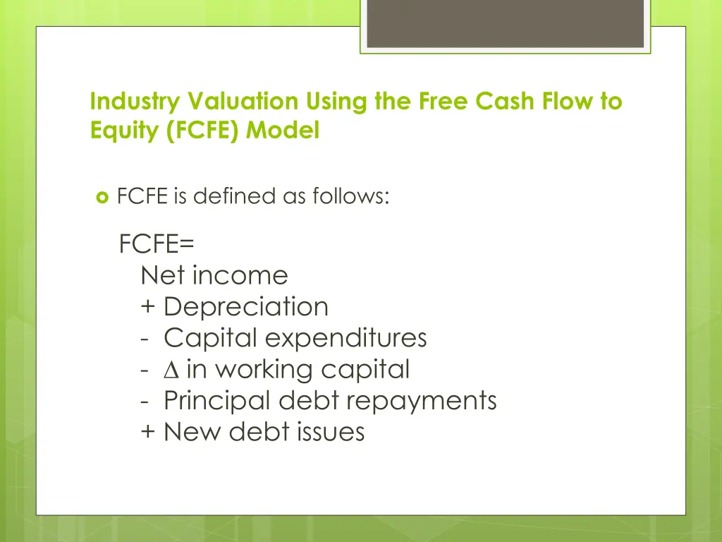 industry valuation using the free cash flow