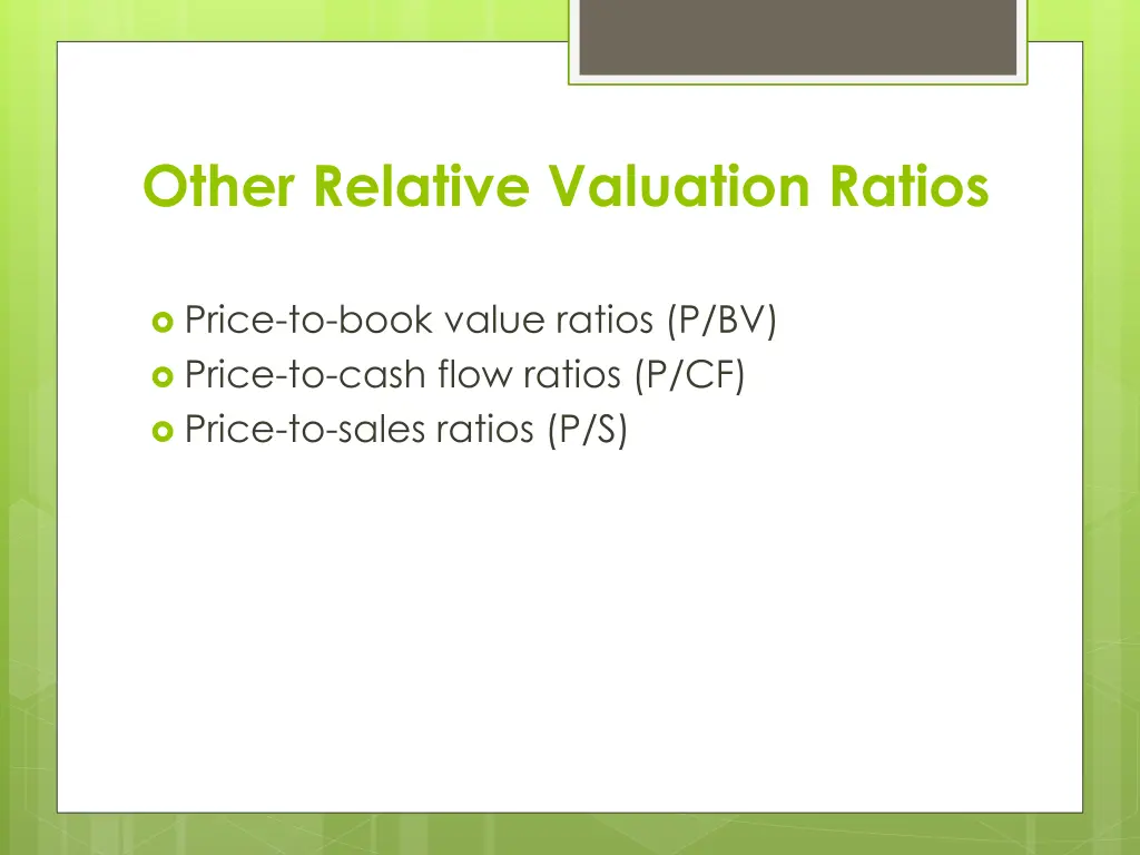 other relative valuation ratios