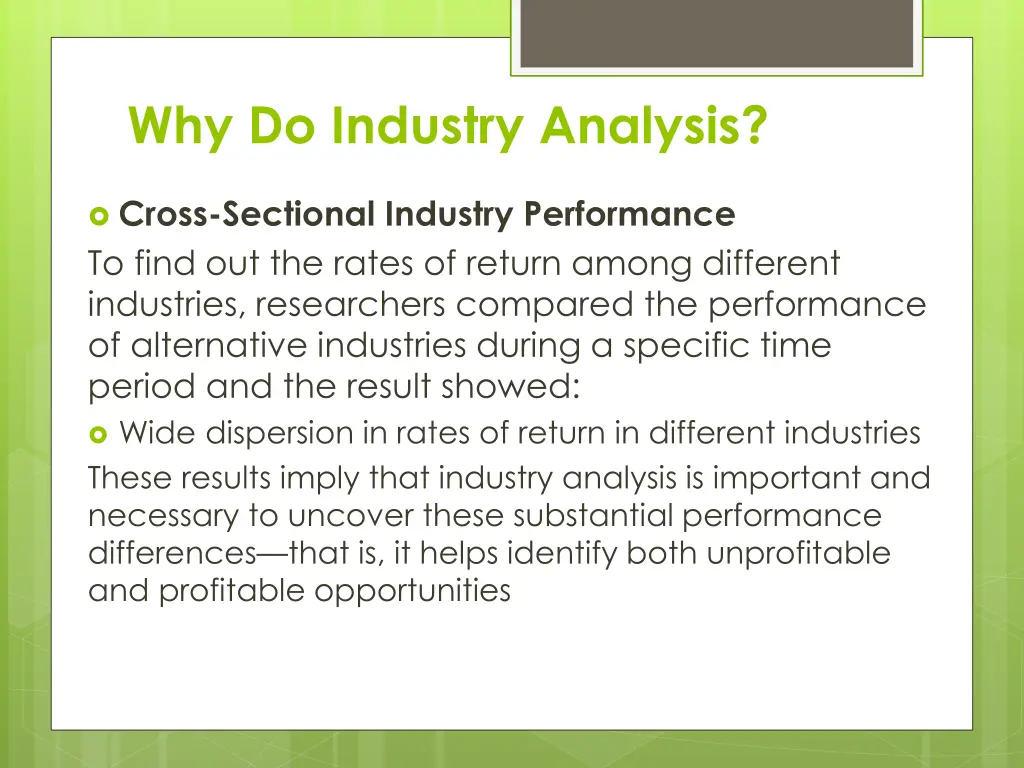 why do industry analysis 1