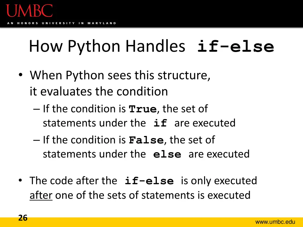 how python handles if else