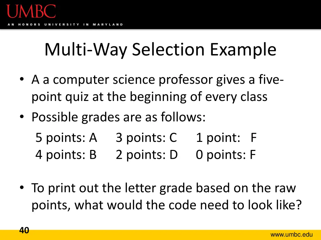multi way selection example