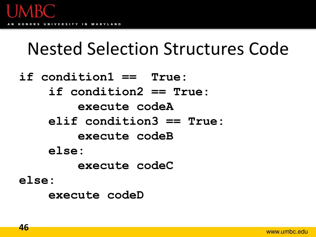 nested selection structures code