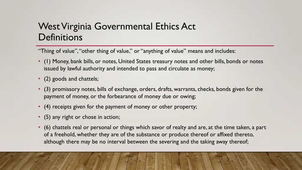 west virginia governmental ethics act definitions 2