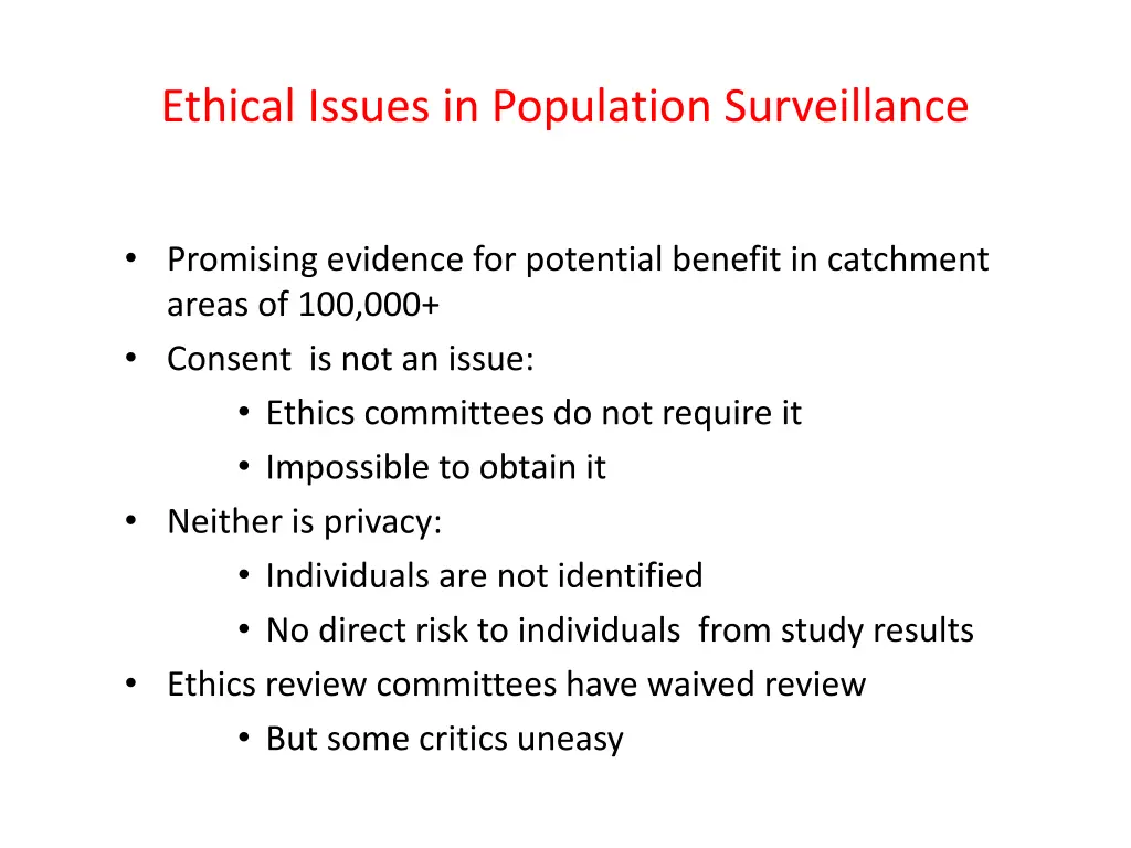 ethical issues in population surveillance