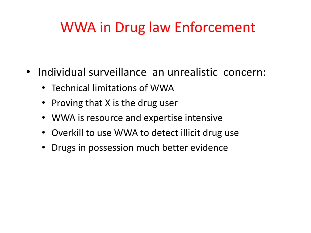wwa in drug law enforcement