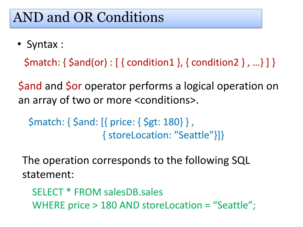 and and or conditions
