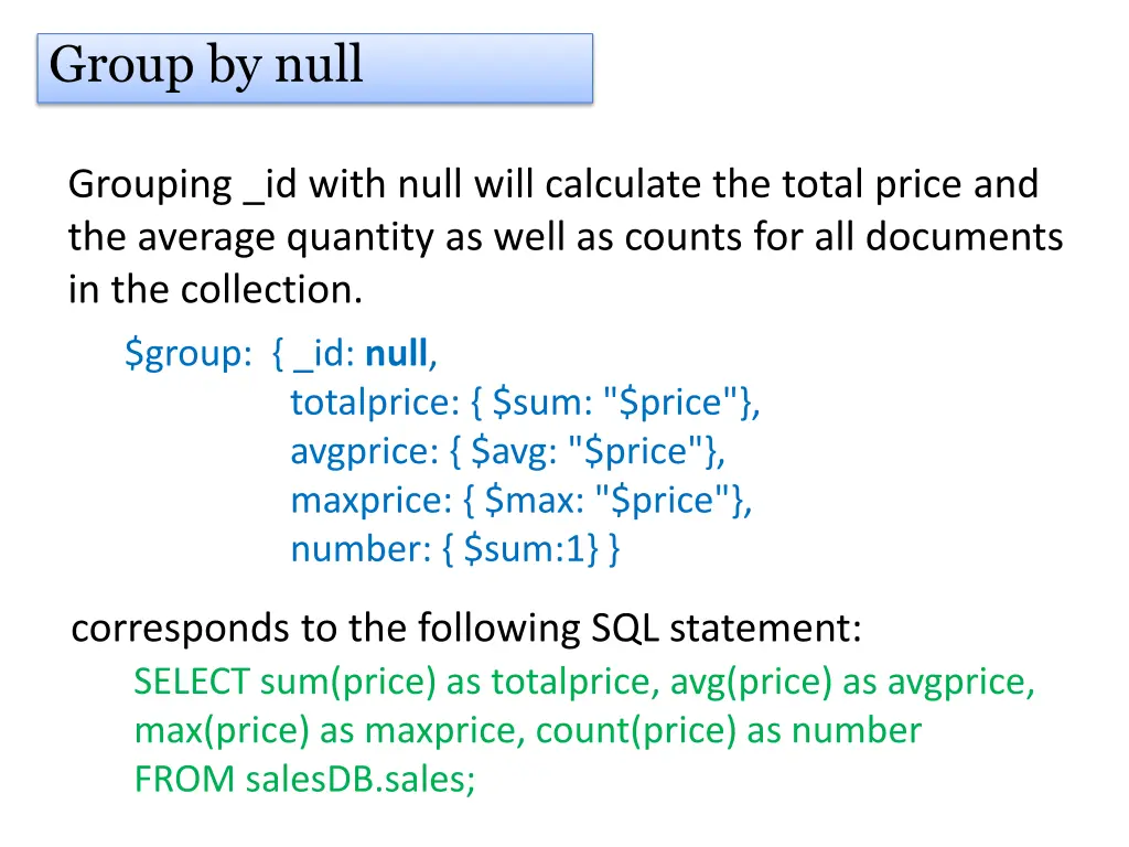 group by null