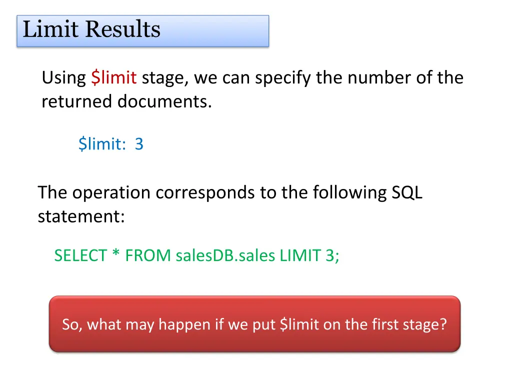 limit results