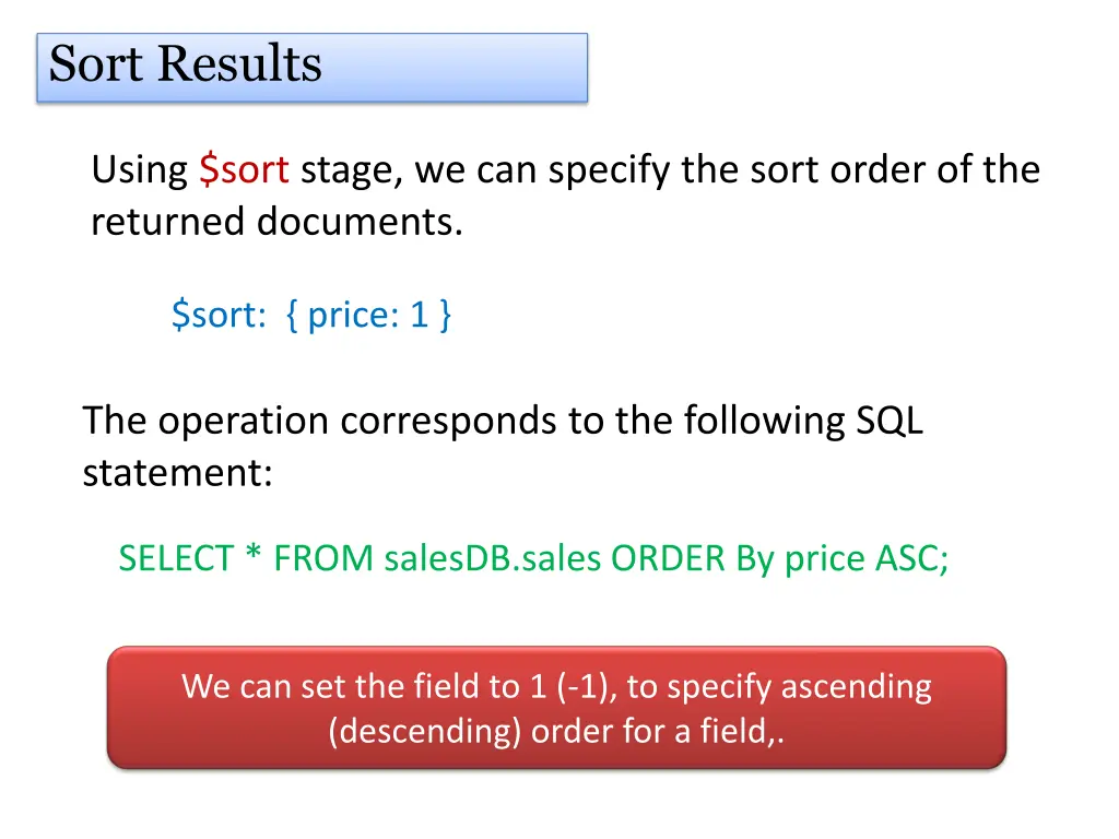 sort results