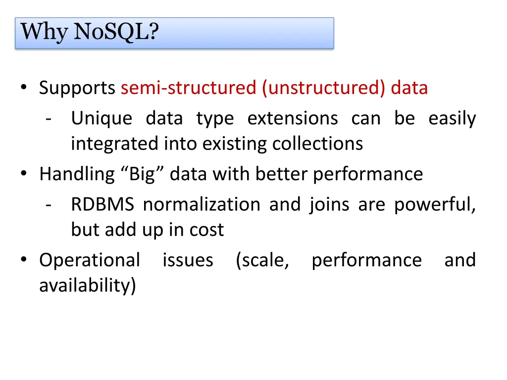 why nosql
