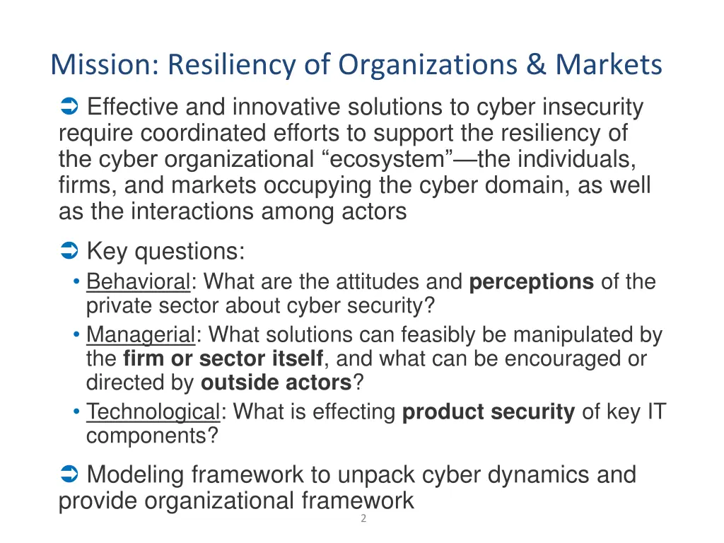 mission resiliency of organizations markets