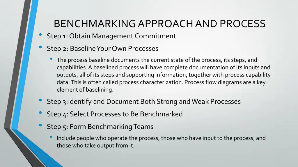 benchmarking approach and process step 1 obtain