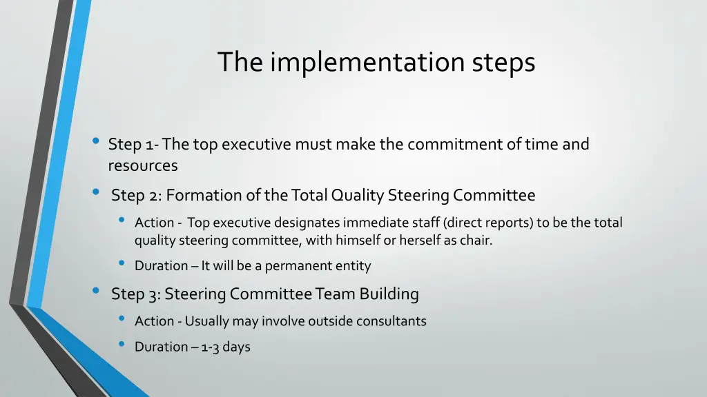 the implementation steps