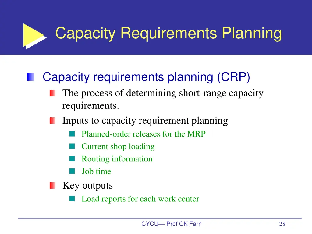 capacity requirements planning
