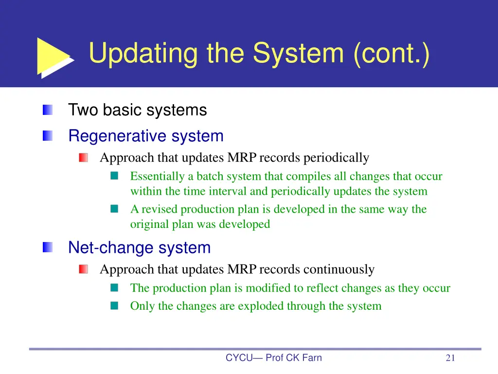 updating the system cont