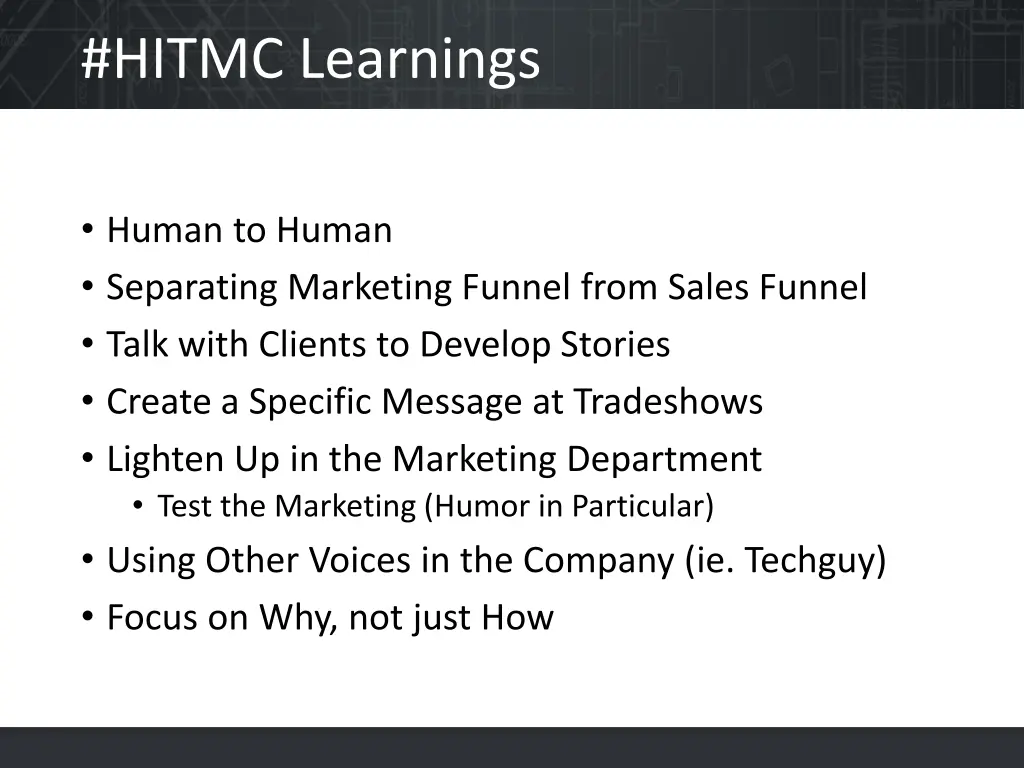hitmc learnings