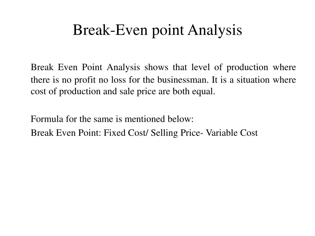 break even point analysis