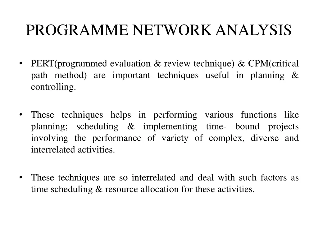 programme network analysis