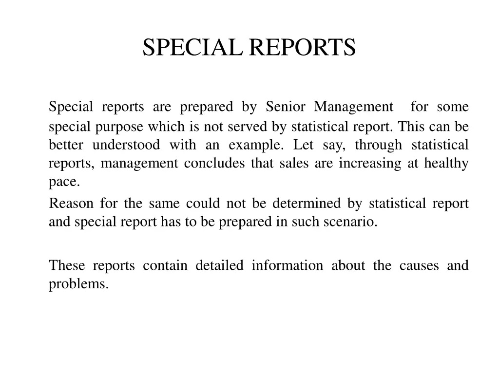 special reports
