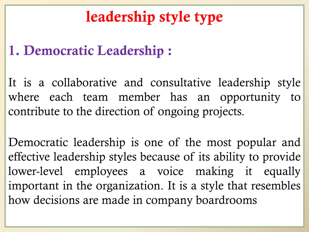 leadership style type