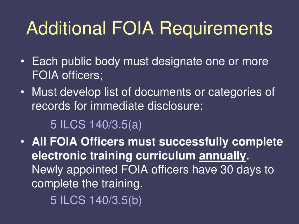 additional foia requirements
