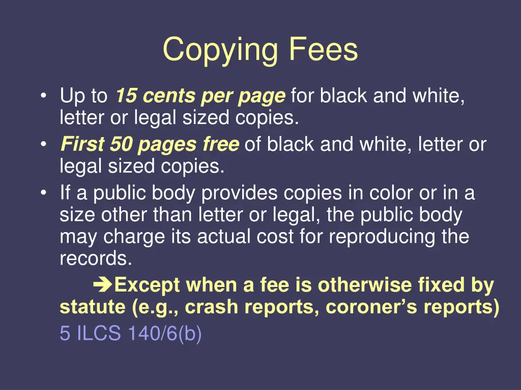 copying fees