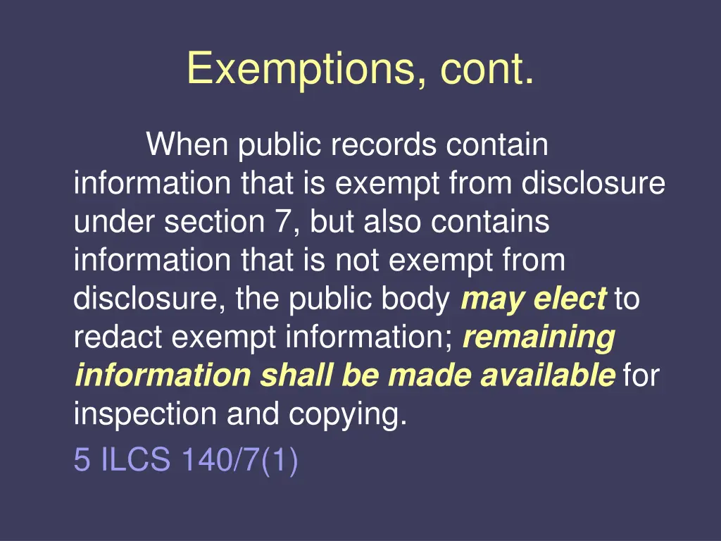 exemptions cont