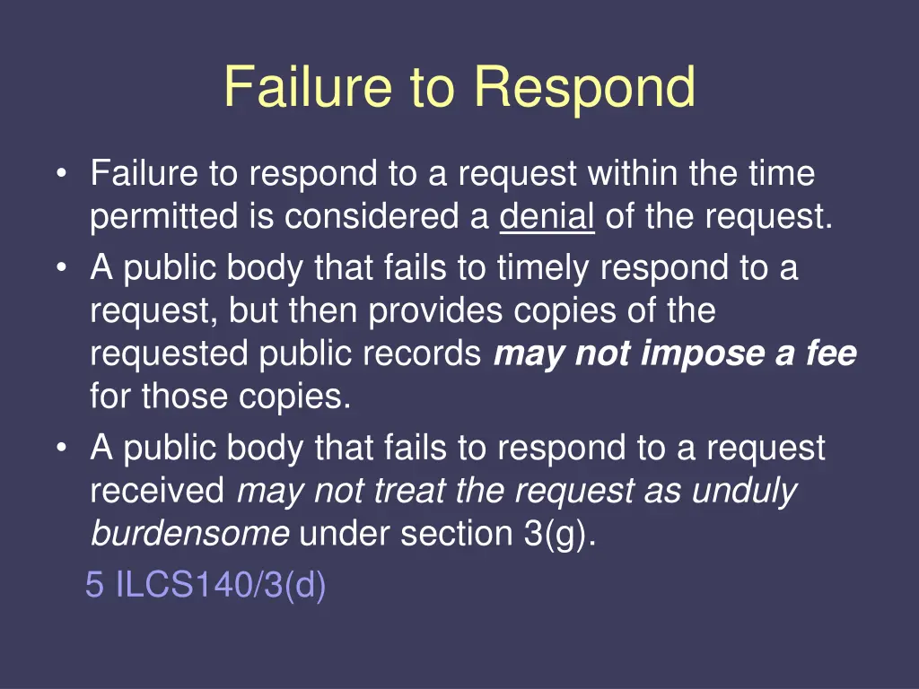 failure to respond