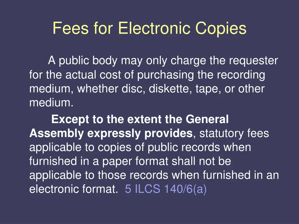 fees for electronic copies